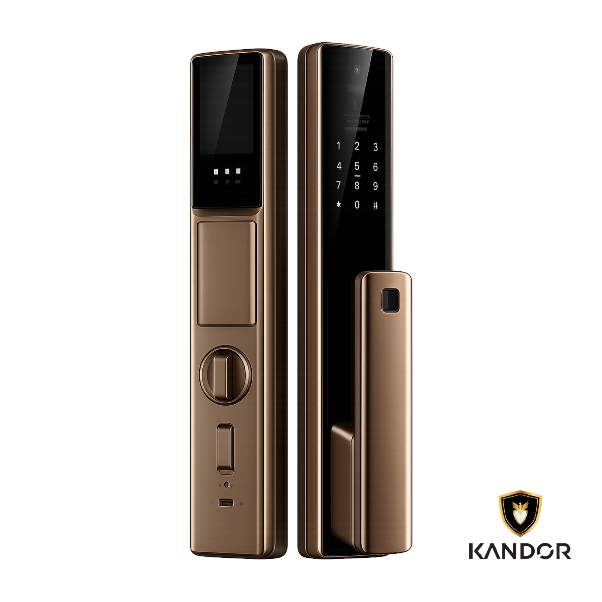 Khóa Cửa Gỗ FaceID Camera Kính CL Kandor G10ID - góc nghiêng