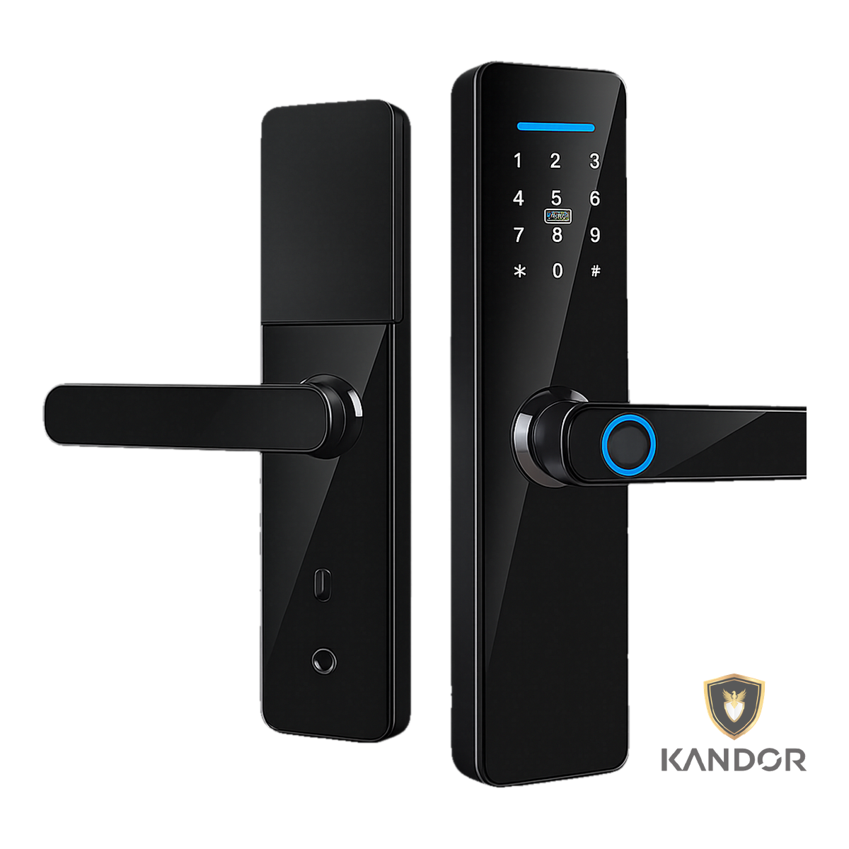 Khóa Cửa Gỗ Chung Cư Kính CL Đen Kandor G1B - góc nghiêng