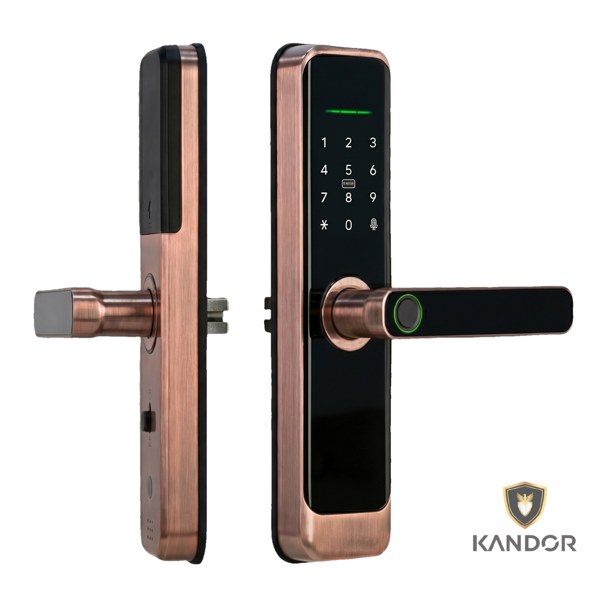 Khóa Cửa Gỗ Kẽm Kính CL Đồng Kandor G3RG - góc nghiêng