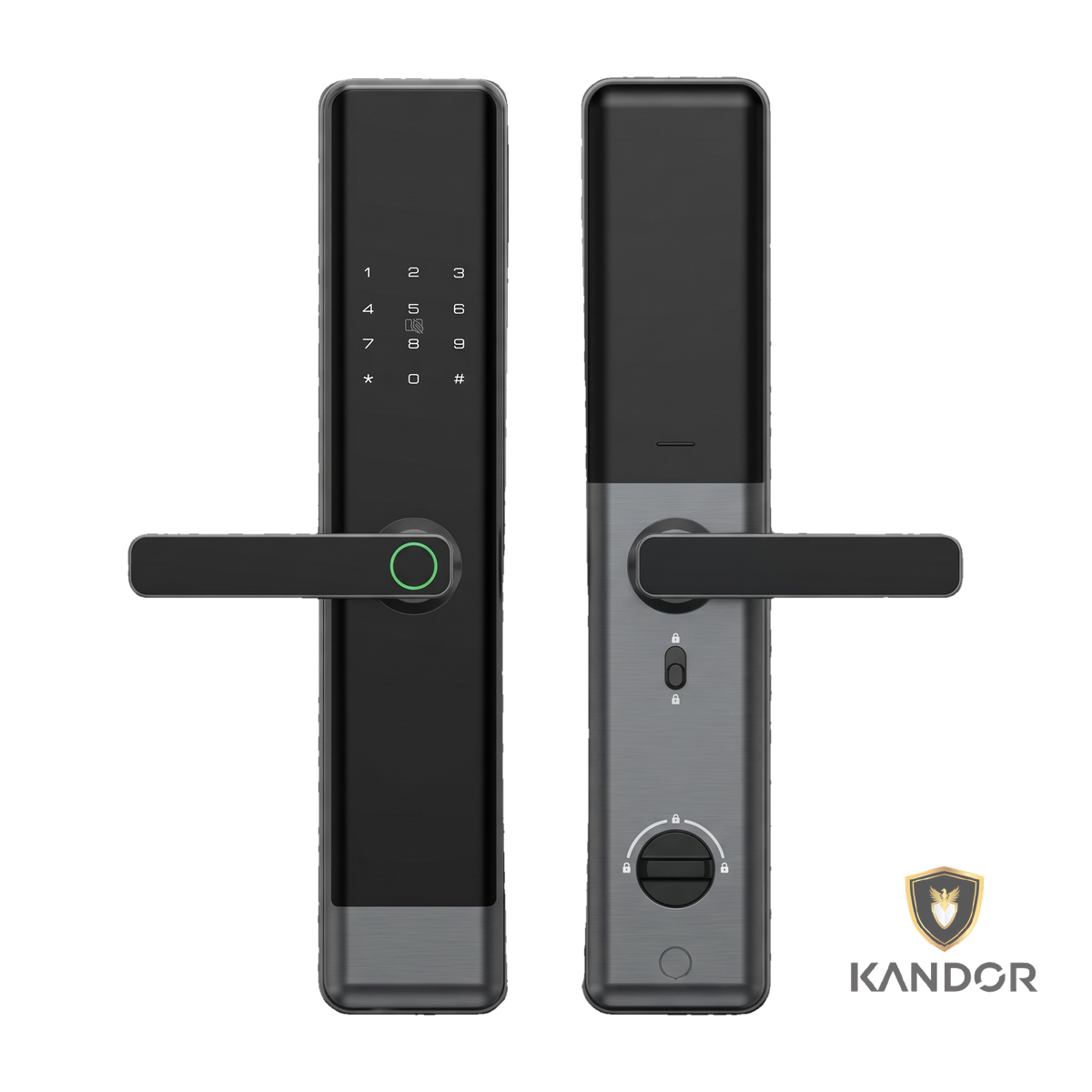 Khóa Cửa Gỗ Nhôm IML Chuông Đen Kandor G6B - mặt trước