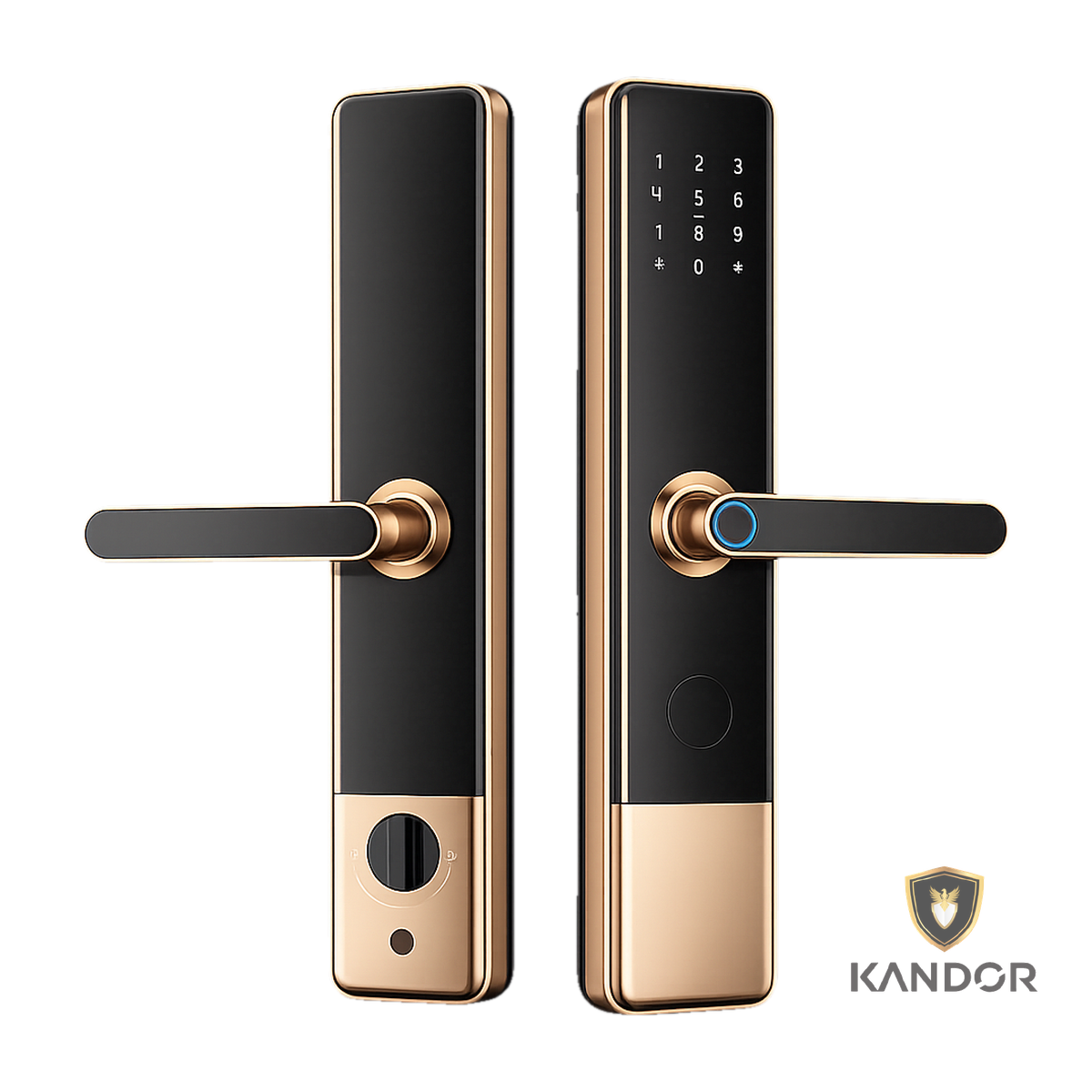 Khóa Cửa Gỗ Kẽm TLX1 Kính CL Vàng Hồng Kandor G8R - góc nghiêng