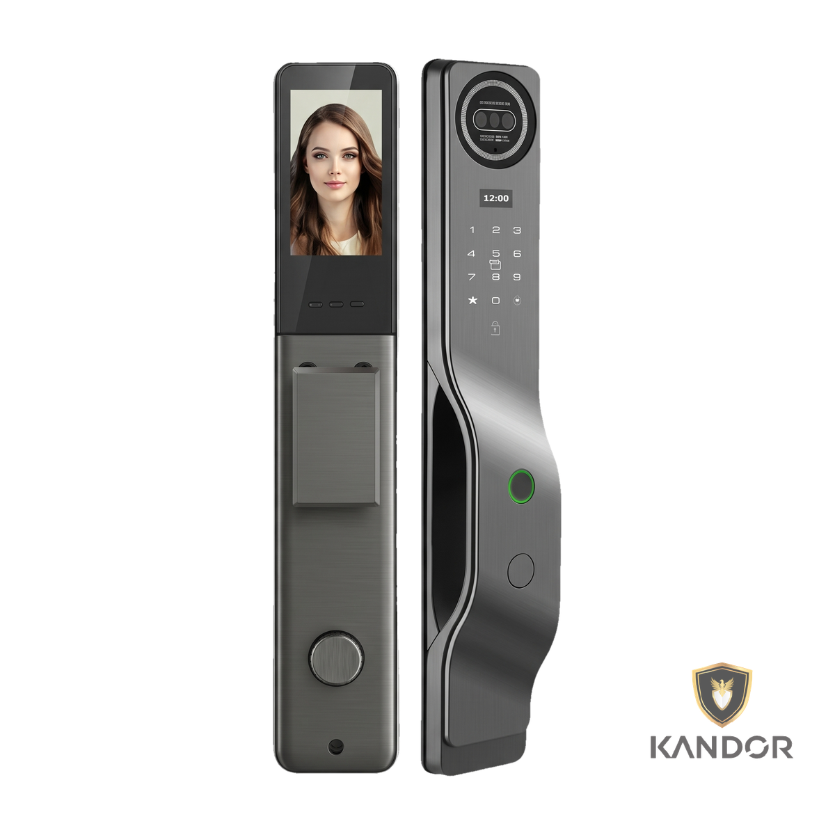 Khóa Cửa Gỗ FaceID Camera 4G WiFi Kandor G9ID - mặt trước