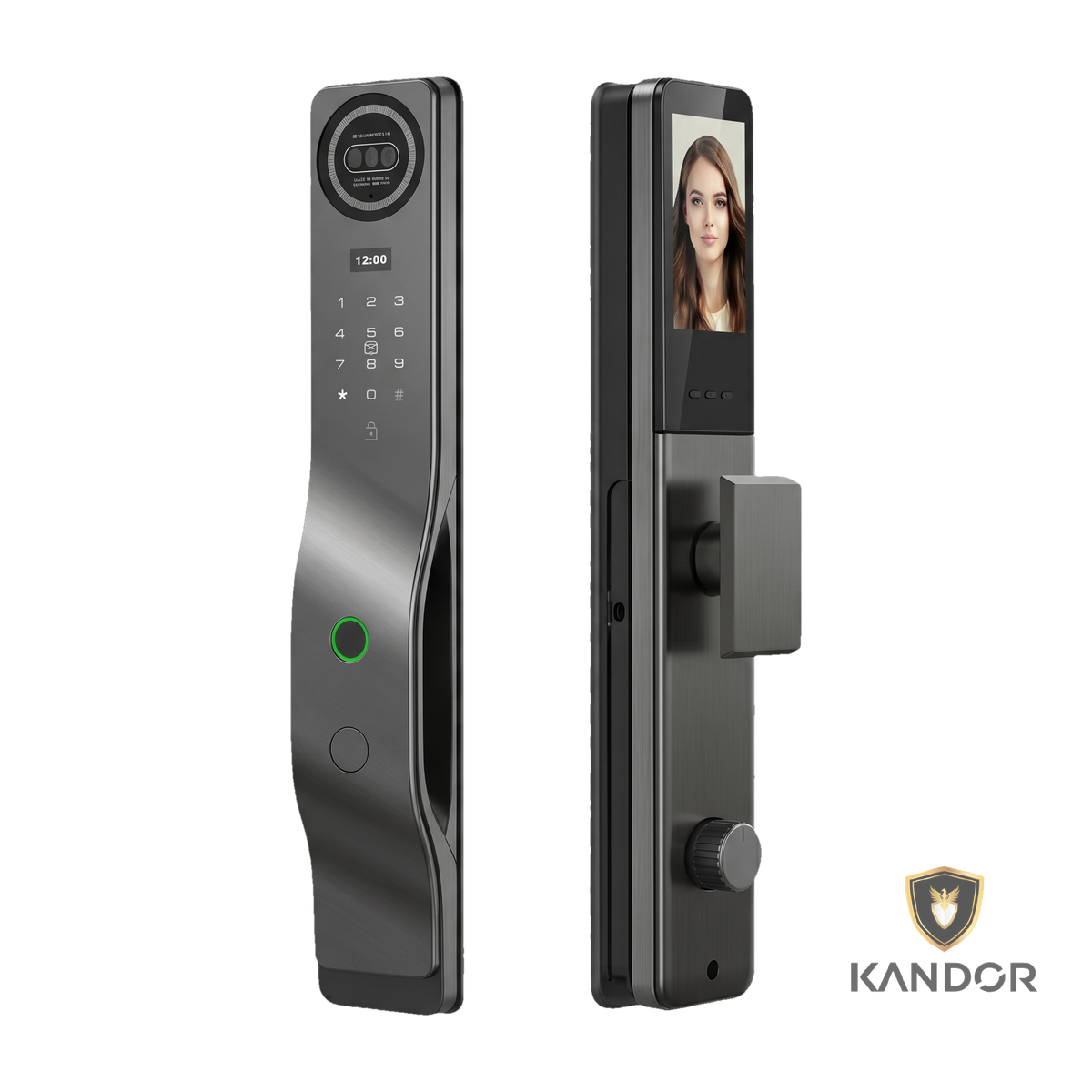 Khóa Cửa Gỗ FaceID Camera 4G WiFi Kandor G9ID - góc nghiêng