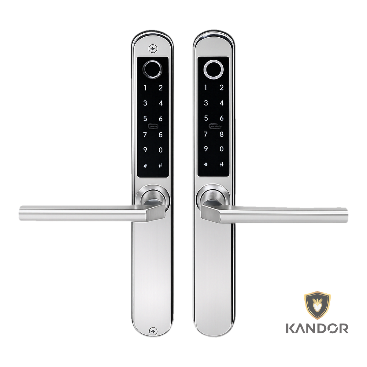 Khóa Cửa Nhôm 2 Mặt Vân Tay INOX Kandor N7MAX - mặt trước