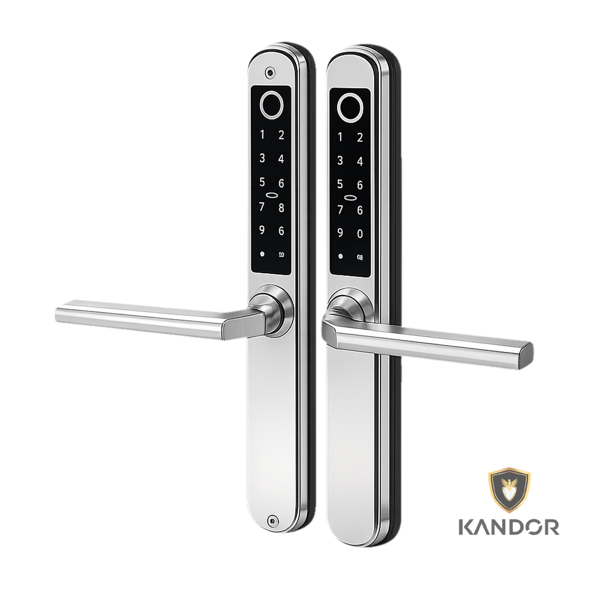 Khóa Cửa Nhôm 2 Mặt Vân Tay INOX Kandor N7MAX - góc nghiêng